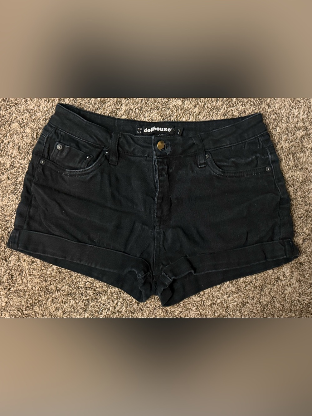 Dollhouse Black Cuffed Denim Shorts